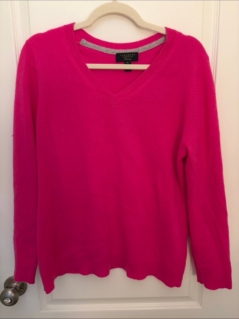 Charter Club Hot Pink V-Neck 100% Cashmere Sweater-XL